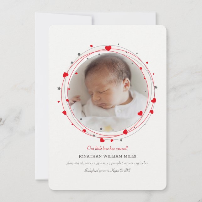 Faire-part de naissance photo de bienvenue avec am (Devant)