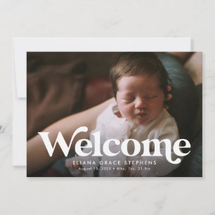 Faire-part de naissance photo de bienvenue en rose