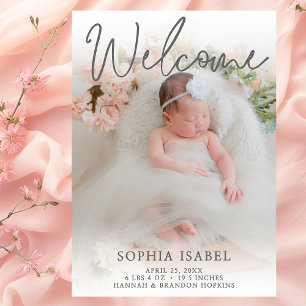 Faire-part de naissance photo de bienvenue Girl Gr