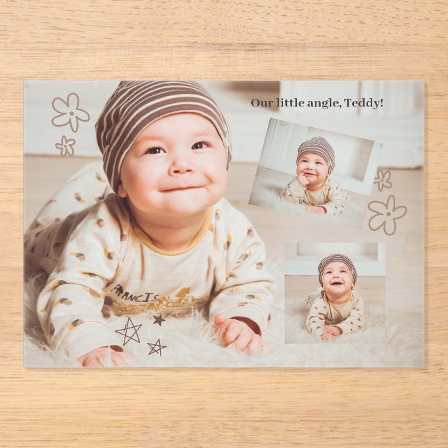 Faire-part de naissance photo de bienvenue moderne (Recto)