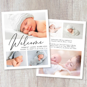 Faire-part de naissance photo de bienvenue moderne