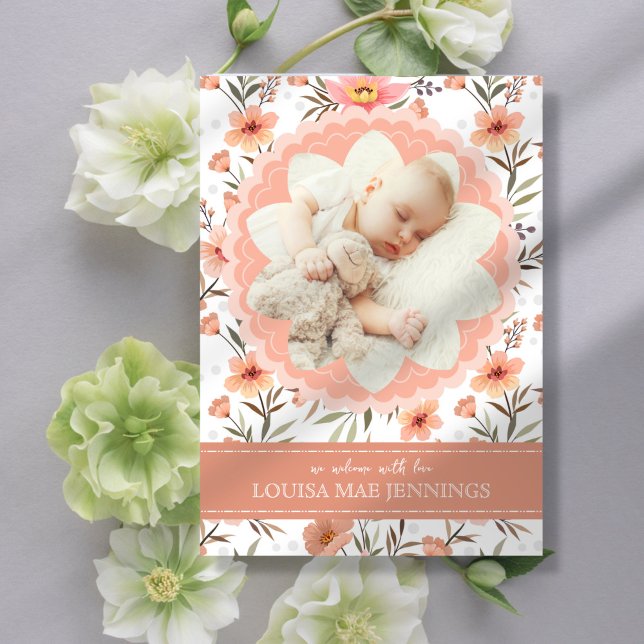 Faire-part de naissance photo de floraison (Créateur téléchargé)