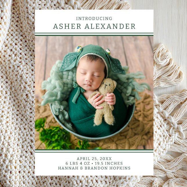 Faire-Part de Naissance Photo de Garçon Moderne Ve (Créateur téléchargé)
