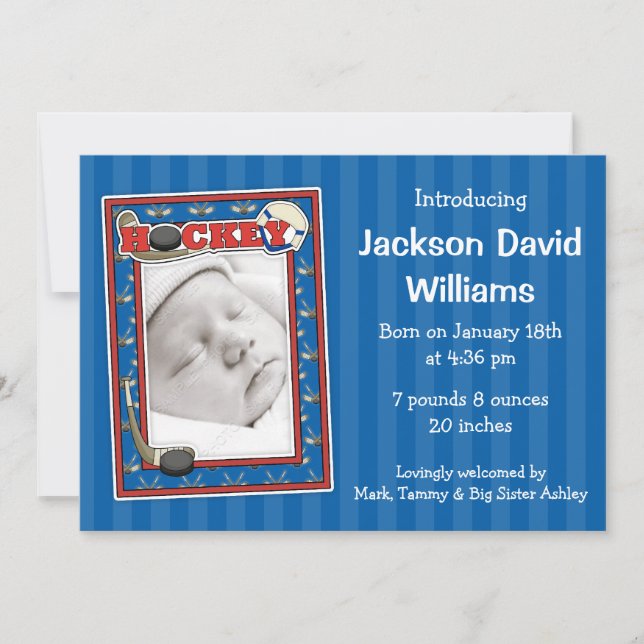 Faire-part de naissance photo de hockey (Devant)
