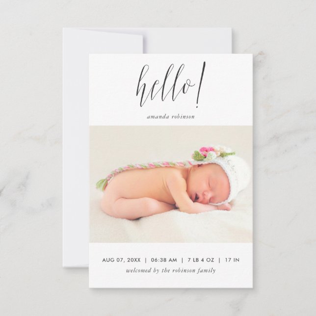 Faire-part de naissance photo de la petite fille (Devant)