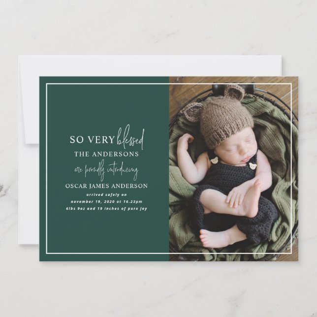 Faire-part de naissance photo de Noël minime (Devant)