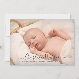 Faire-part de naissance photo de nom de script