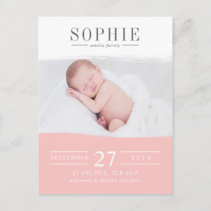 Faire-part de naissance photo de perfection rose v