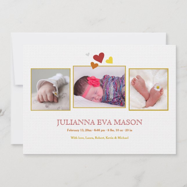 Faire-part de naissance photo d'introduction (Devant)