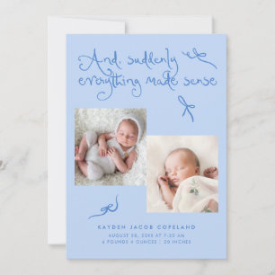 Faire-part de naissance photo Doodle Cute Bows ble