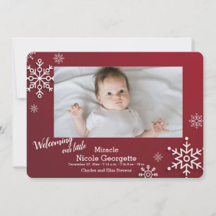 Faire-part de naissance photo du cadre des flocons