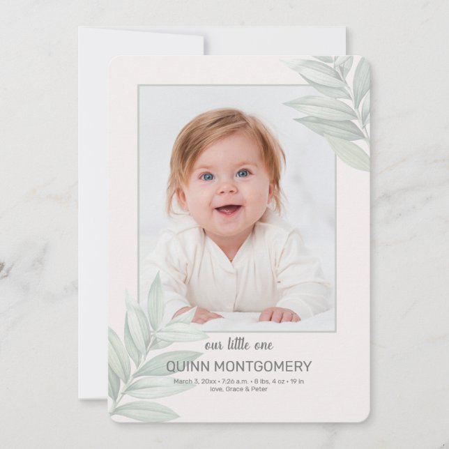 Faire-part de naissance photo du cadre naturel (Devant)