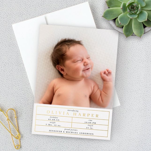 Faire-part de naissance photo élégant bébé Statist (Créateur téléchargé)