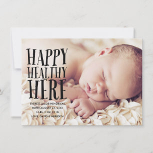 Faire-part de naissance photo en lettres noires