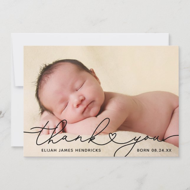 Faire-part de naissance photo en Merci doux (Devant)