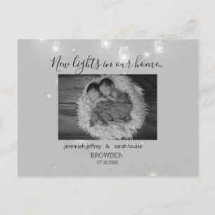 Faire-part de naissance photo en noir et blanc Twi