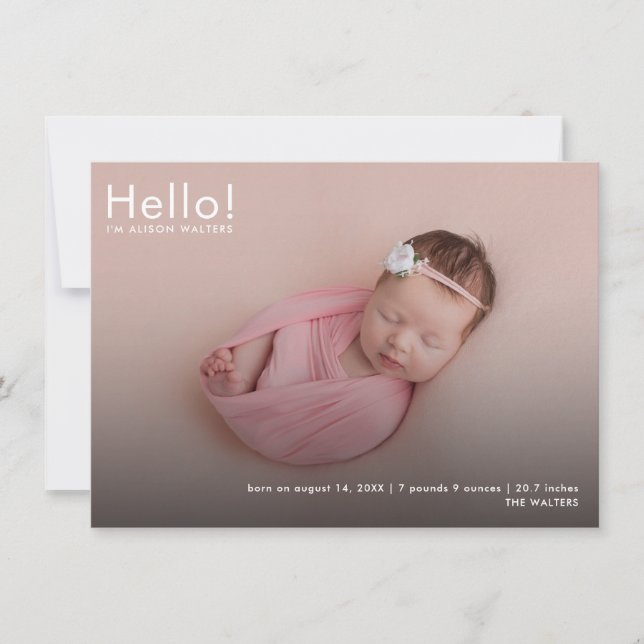 Faire-part de naissance photo et statistiques pour (Devant)