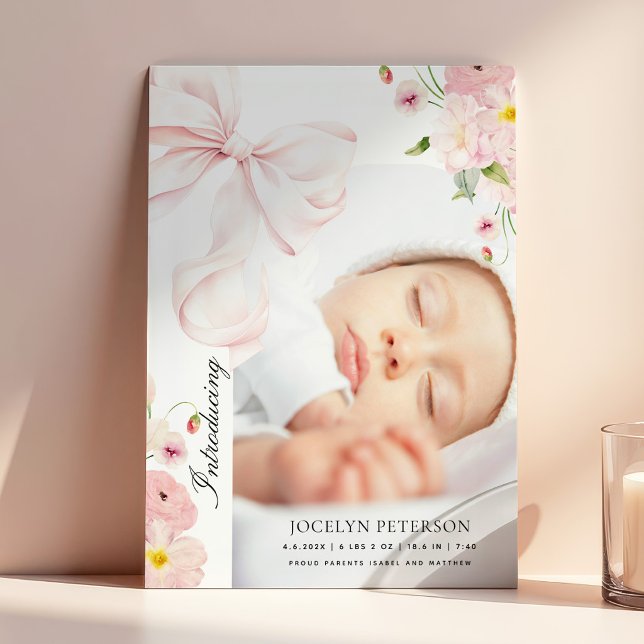 Faire-part de naissance photo floral Coquette (Créateur téléchargé)