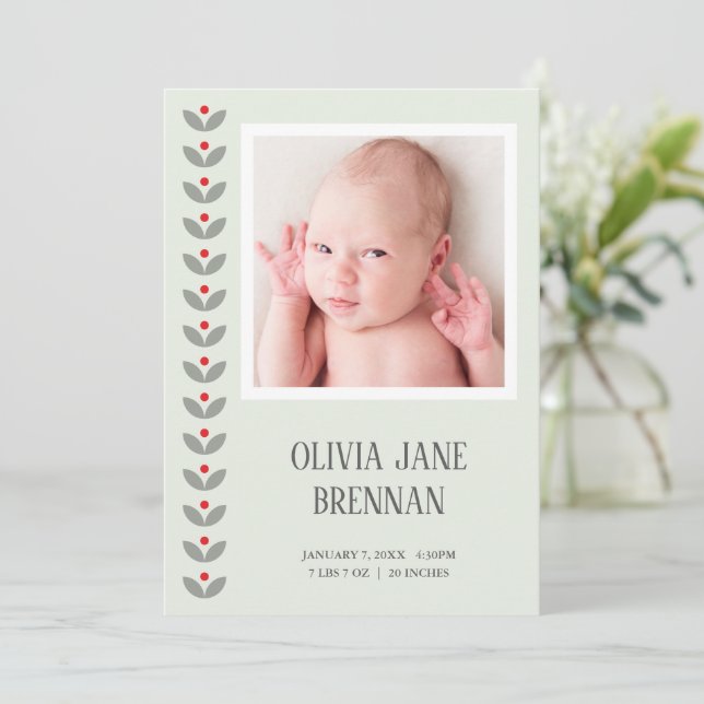 Faire-part de naissance photo florale folklorique  (Debout devant)