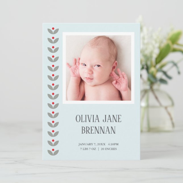 Faire-part de naissance photo florale folklorique  (Debout devant)
