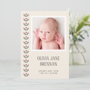Faire-part de naissance photo florale folklorique
