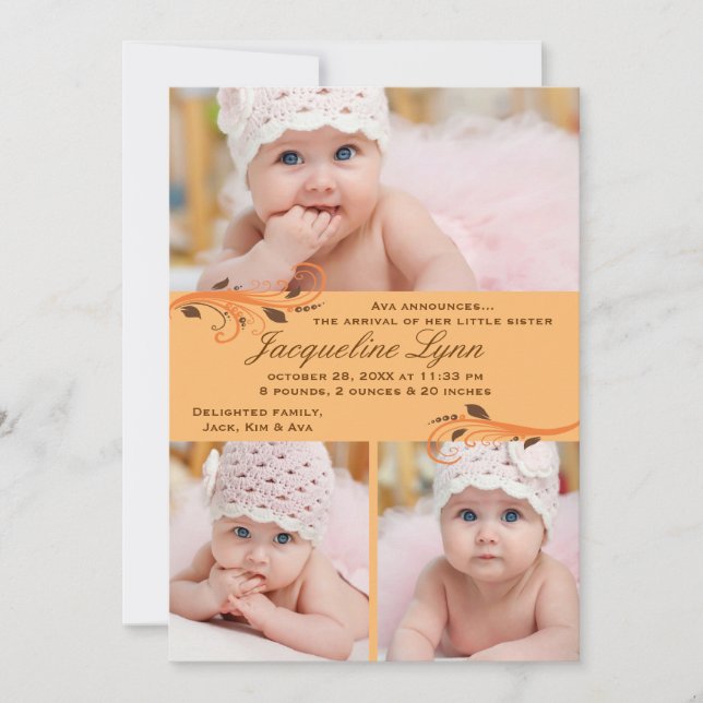 Faire-part de naissance photo Flurry Automne (Devant)