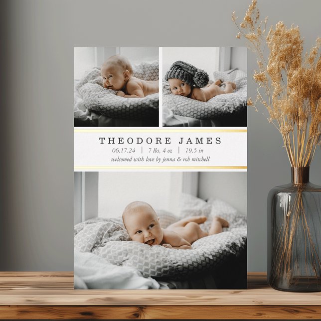 Faire-part de naissance photo Gold Foil 3 (Créateur téléchargé)