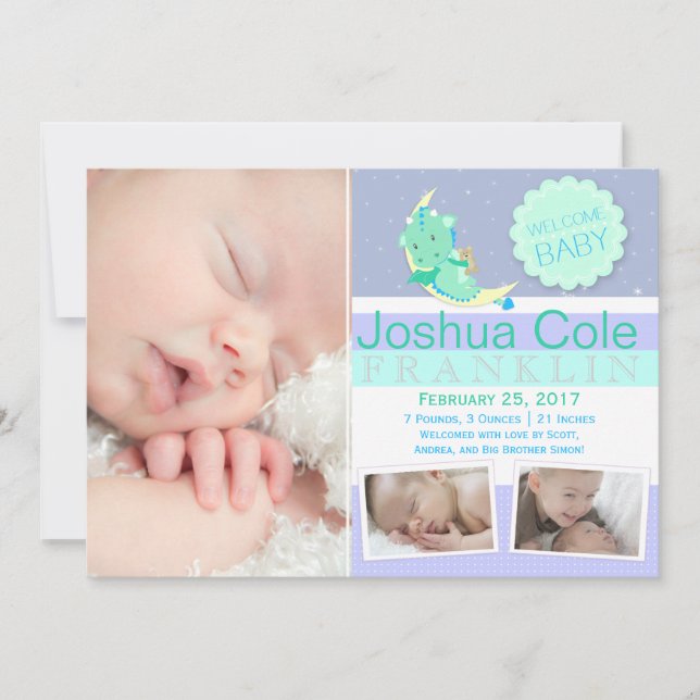 Faire-part de naissance photo GreenDragon (Devant)