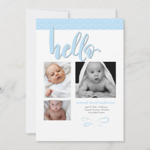 Faire-part de naissance photo Hello tendance