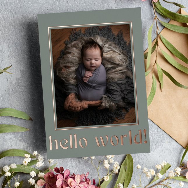 Faire-part de naissance photo Hello World vert sau (Créateur téléchargé)