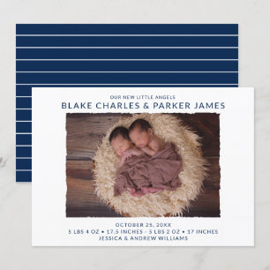 Faire-part de naissance photo jumeaux moderne