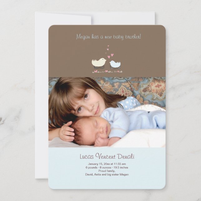 Faire-part de naissance photo Little Brother (Devant)