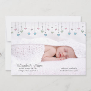 Faire-part de naissance photo Little Hearts
