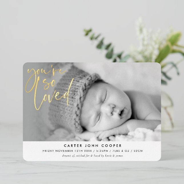 Faire-part de naissance PHOTO mignon "tu es tellem (Debout devant)