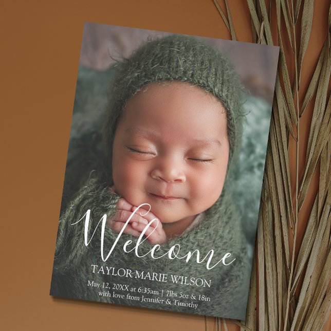 Faire-part de naissance photo minimal pour bébé mo (Créateur téléchargé)