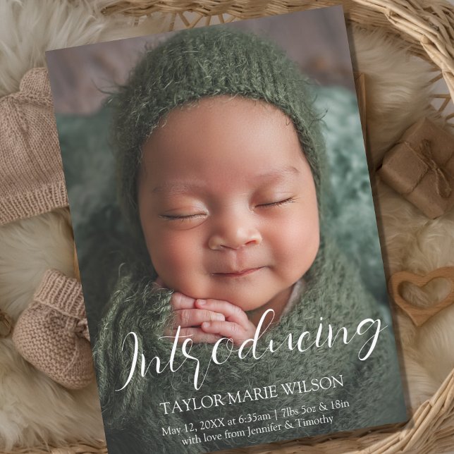 Faire-part de naissance photo minimal pour bébé mo (Créateur téléchargé)