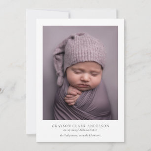 Faire-part de naissance photo minimaliste moderne