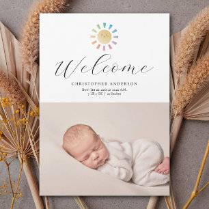 Faire-part de naissance photo minimaliste Sunshine