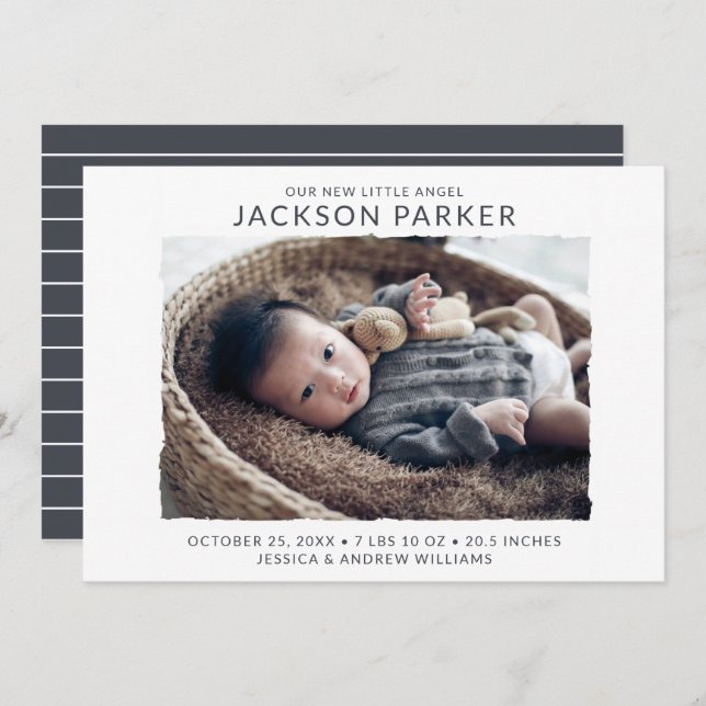 Faire-part de naissance photo moderne (Devant / Derrière)