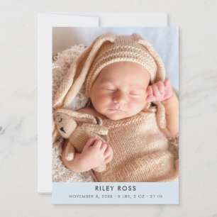 Faire-part de naissance photo moderne   Bleu Paste