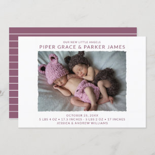 Faire-part de naissance photo moderne Twin