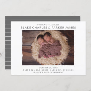 Faire-part de naissance photo moderne Twin