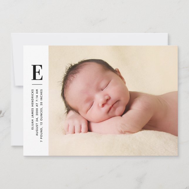 Faire-part de naissance photo Monogram Boys (Devant)