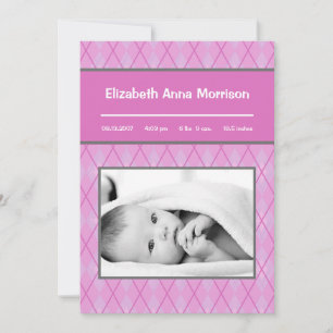 faire-part de naissance photo Motif 5x7 rose