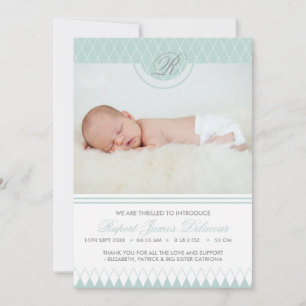 Faire-part de naissance photo Motif Diamant bleu