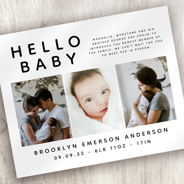 FAIRE-PART DE NAISSANCE photo noir blanc BUDGET (Créateur téléchargé)