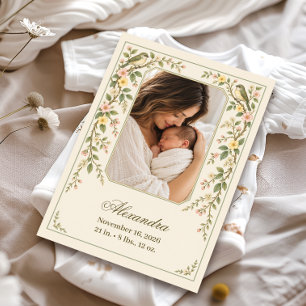 Faire-part de naissance Photo Oiseau Chanteur Vert