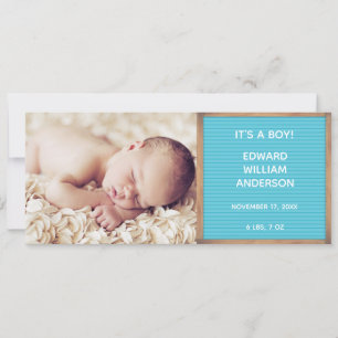 Faire-part de naissance photo, Panneau bleu Se con