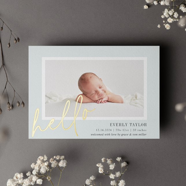 Faire-Part de Naissance Photo Papier d'Or 'Bonjour (Créateur téléchargé)