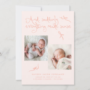 Faire-part de naissance photo pêche Doodles mignon